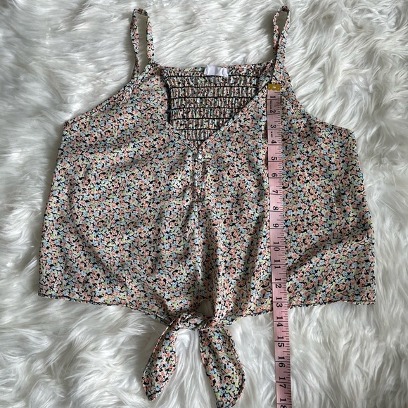 Sienna Sky | Women’s Medium Colorful Floral Tank with Tie and Decorative Buttons - Picture 8 of 12